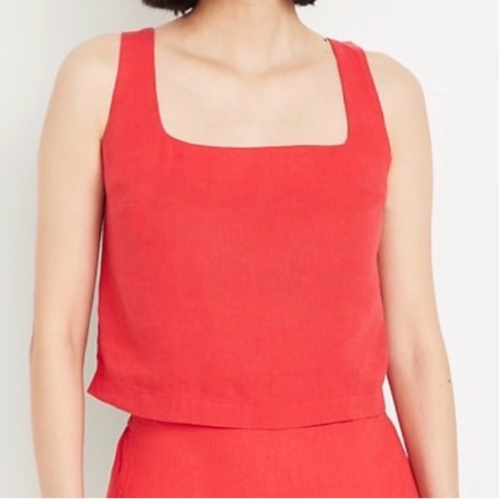 Old Navy Red Square Neck Crop Top